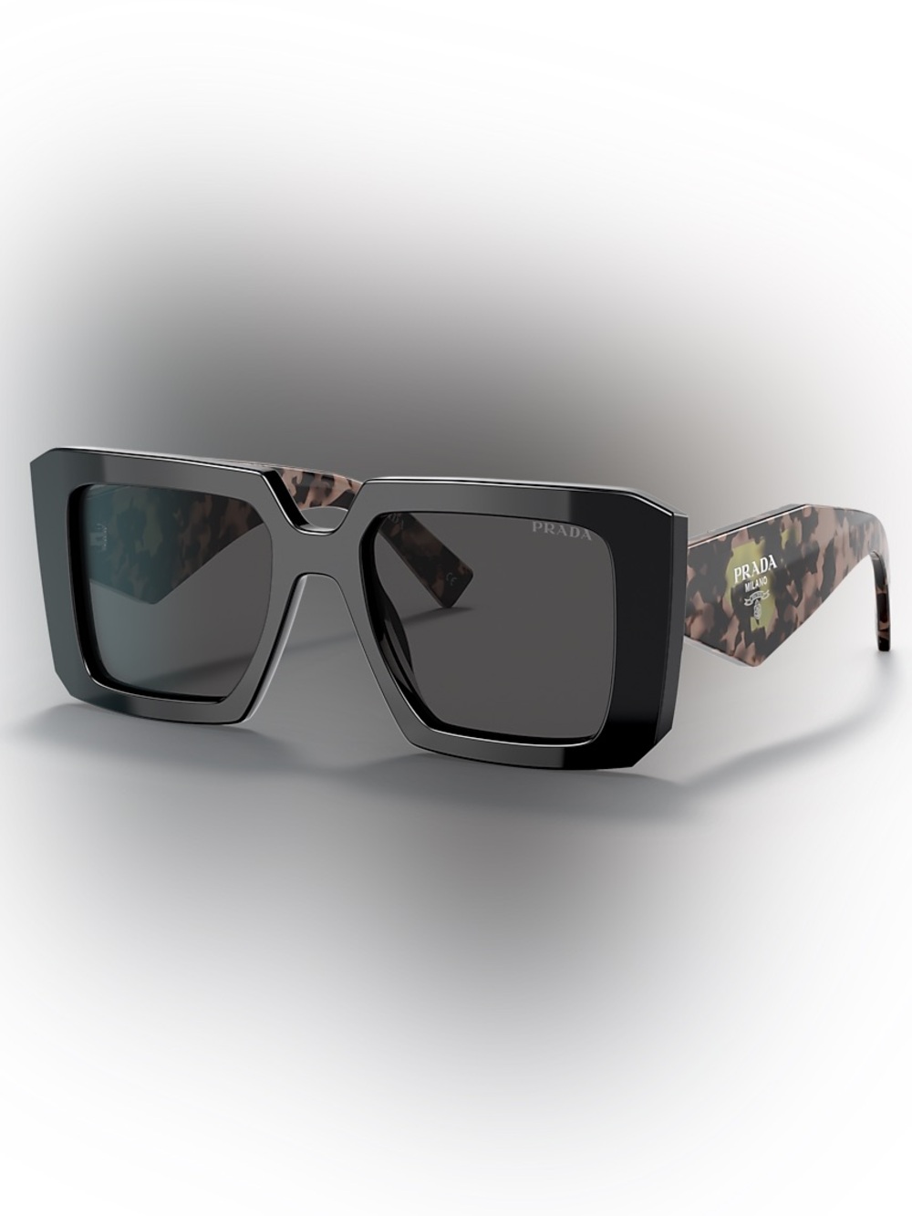 Prada PR 23YS Black Square Frame Sunglasses with Tortoiseshell Logos